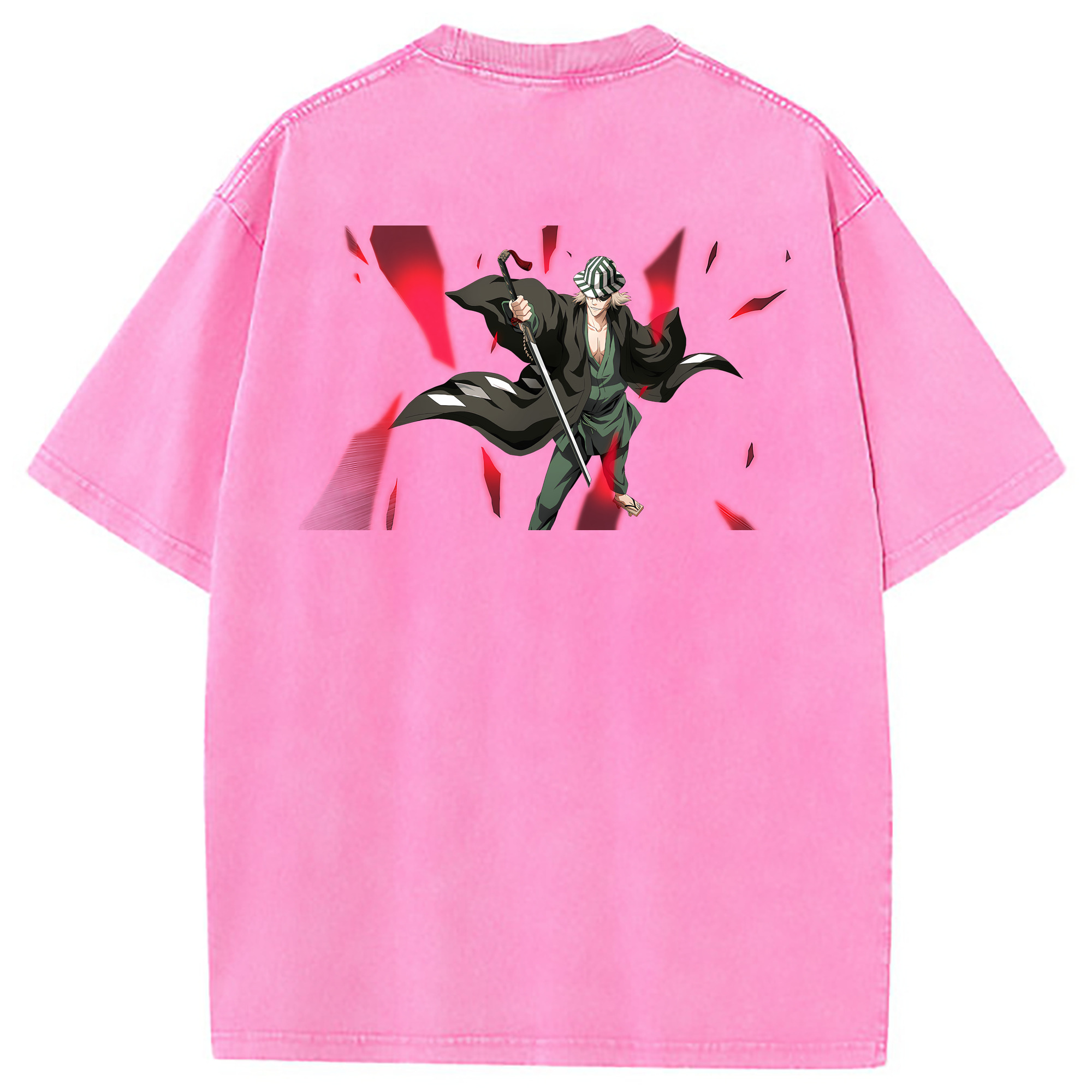 （画像用） "ブリーチ 浦原 喜助（うらはら きすけ） BLEACH Urahara Kisuke " 綿100% ヴィンテージ風 半袖Tシャツ（背面プリント）